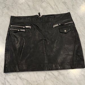 Mango genuine soft light leather zippers skirt Nwt $299 size 6